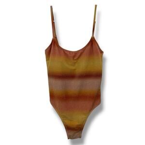 Cotton On Body Ombre Stripe One-Piece Swimsuit in Rust, Mustard & Olive